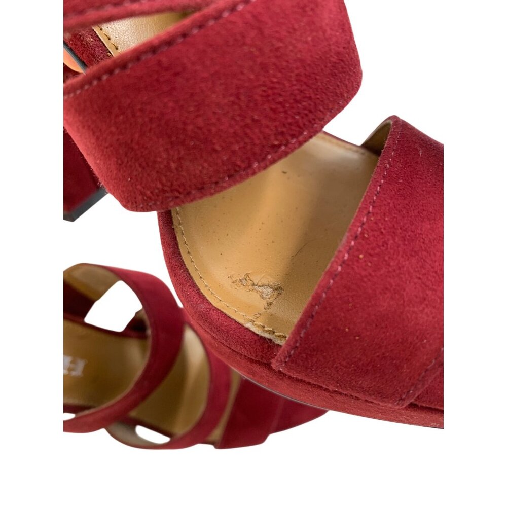 Coach Marina Red Suede Strappy High Heel Platform Sandals Size 5B - Picture 7 of 12